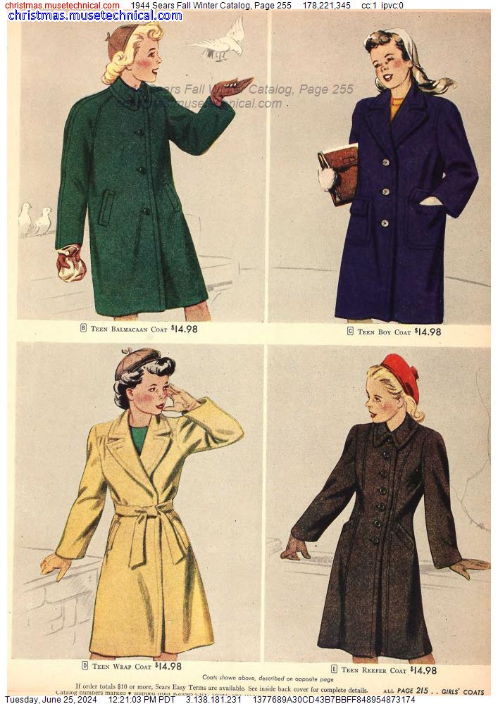 1944 Sears Fall Winter Catalog, Page 255