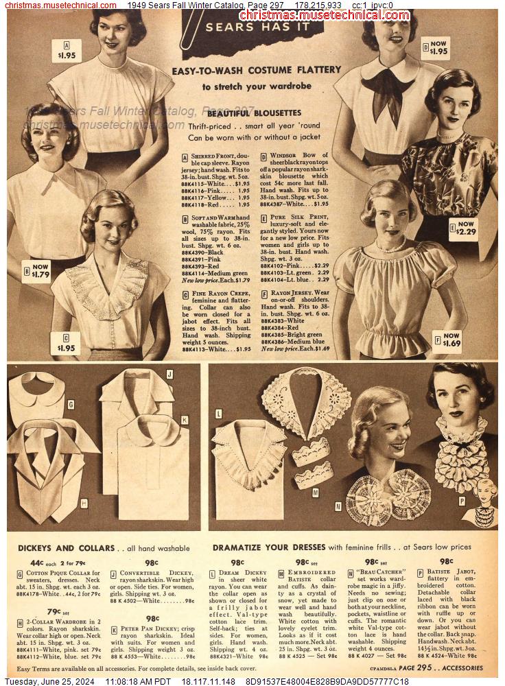 1949 Sears Fall Winter Catalog, Page 297