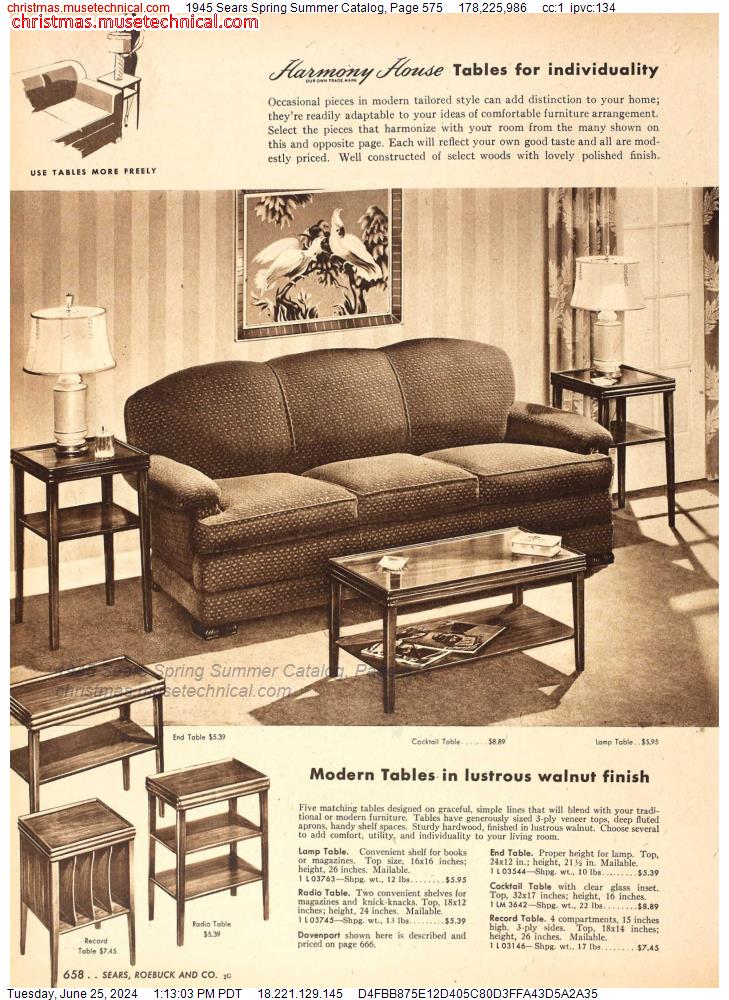 1945 Sears Spring Summer Catalog, Page 575