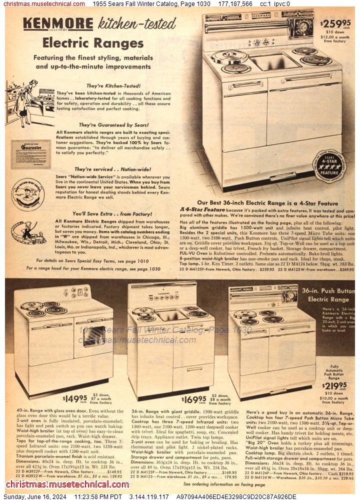 1955 Sears Fall Winter Catalog, Page 1030