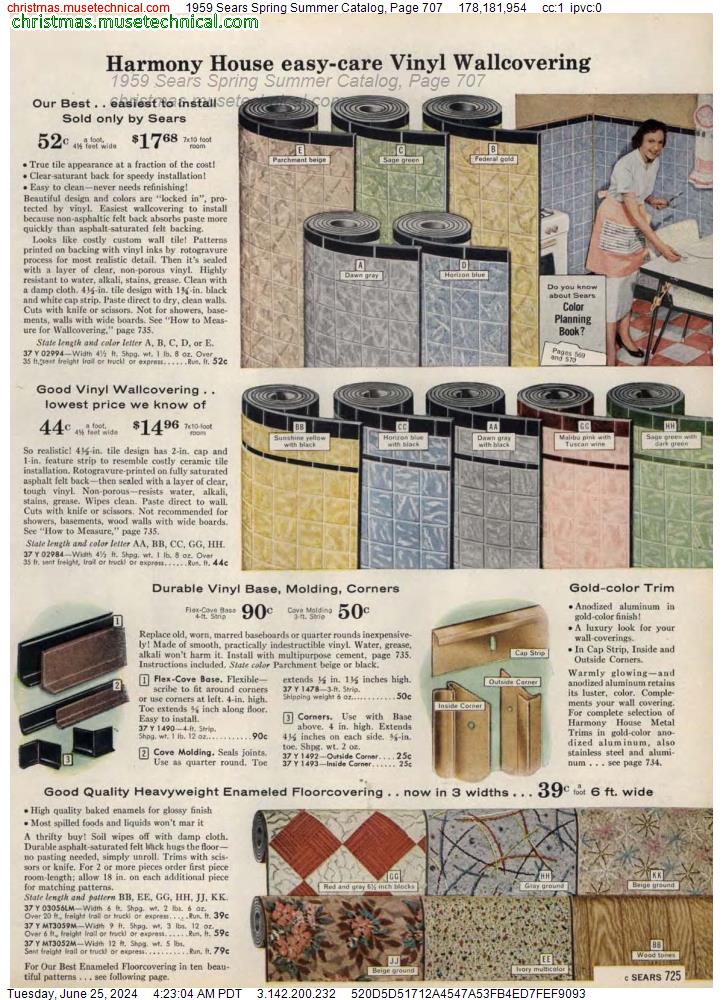 1959 Sears Spring Summer Catalog, Page 707