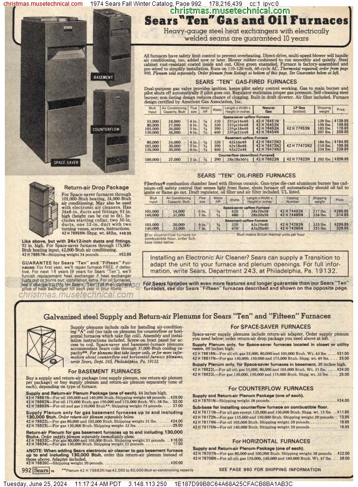 1974 Sears Fall Winter Catalog, Page 992