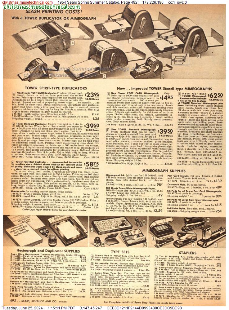 1954 Sears Spring Summer Catalog, Page 492