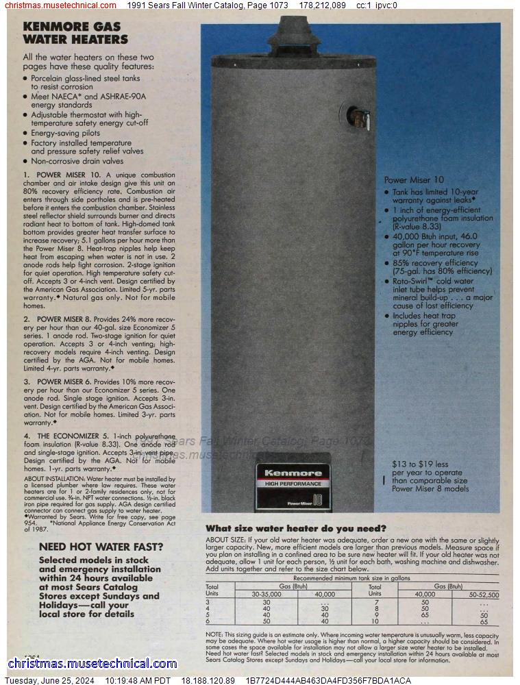 1991 Sears Fall Winter Catalog, Page 1073
