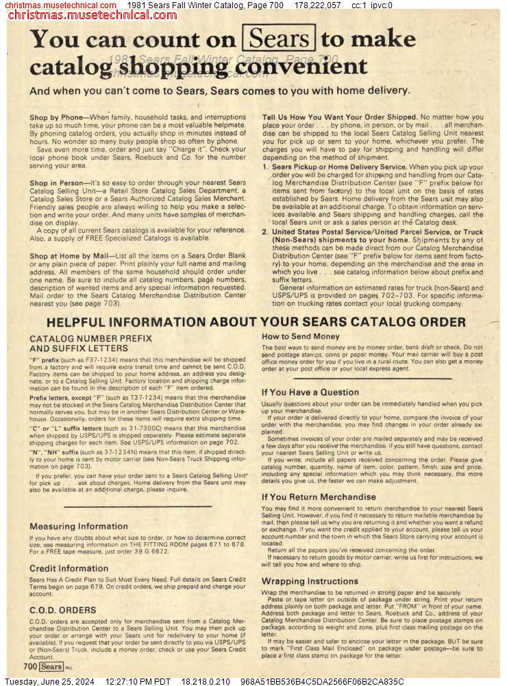 1981 Sears Fall Winter Catalog, Page 700