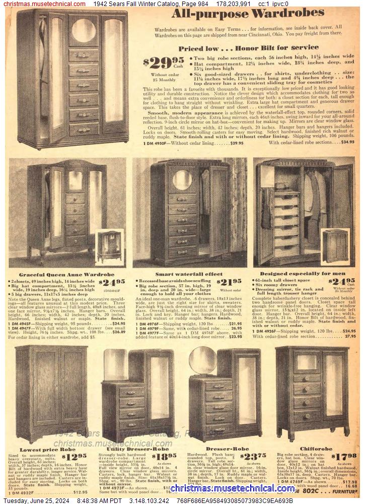 1942 Sears Fall Winter Catalog, Page 984