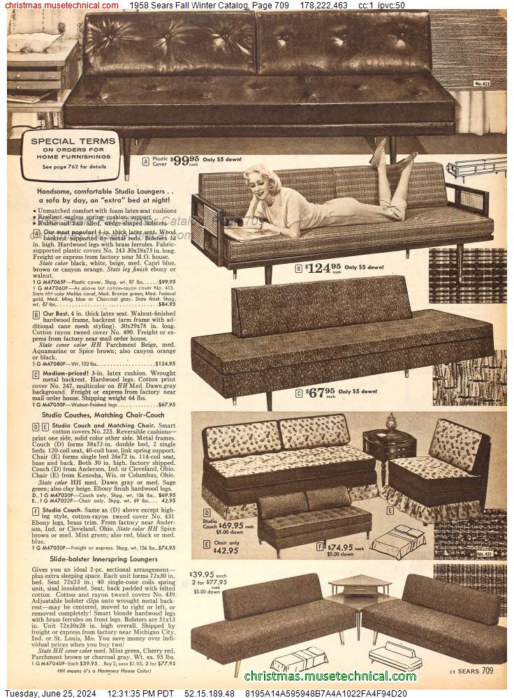 1958 Sears Fall Winter Catalog, Page 709