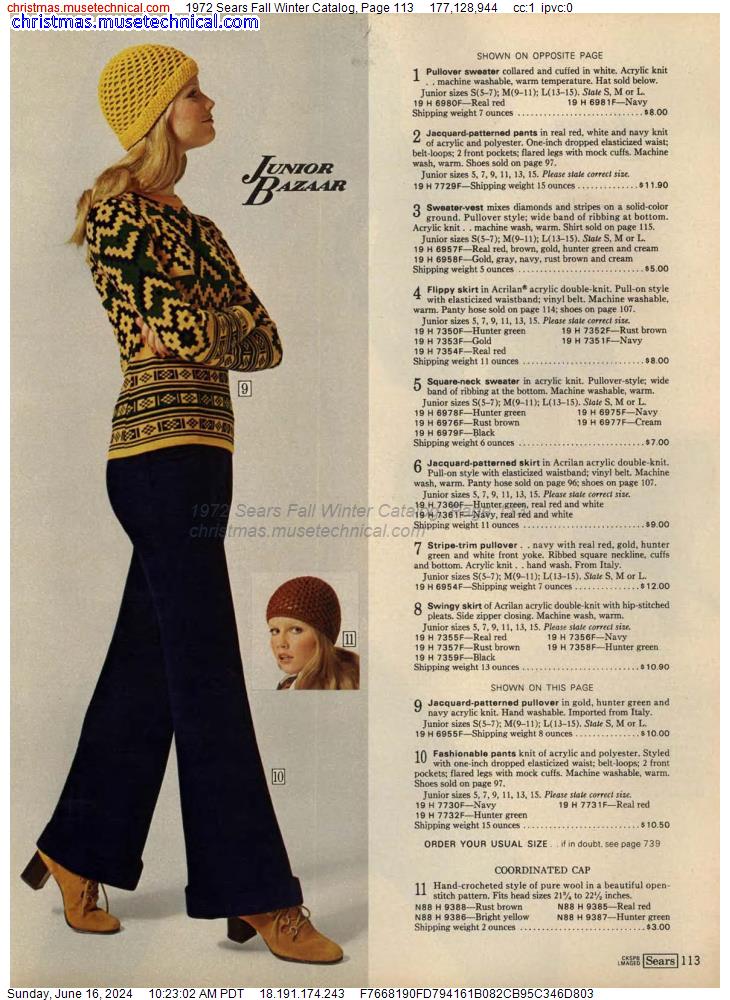 1972 Sears Fall Winter Catalog, Page 113