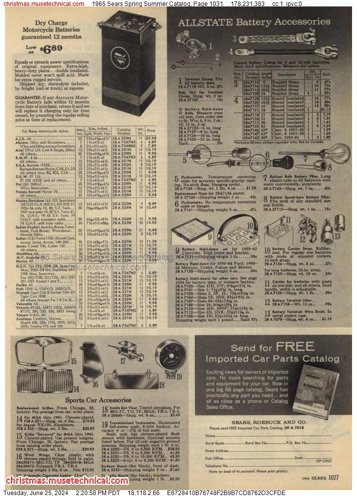 1965 Sears Spring Summer Catalog, Page 1031