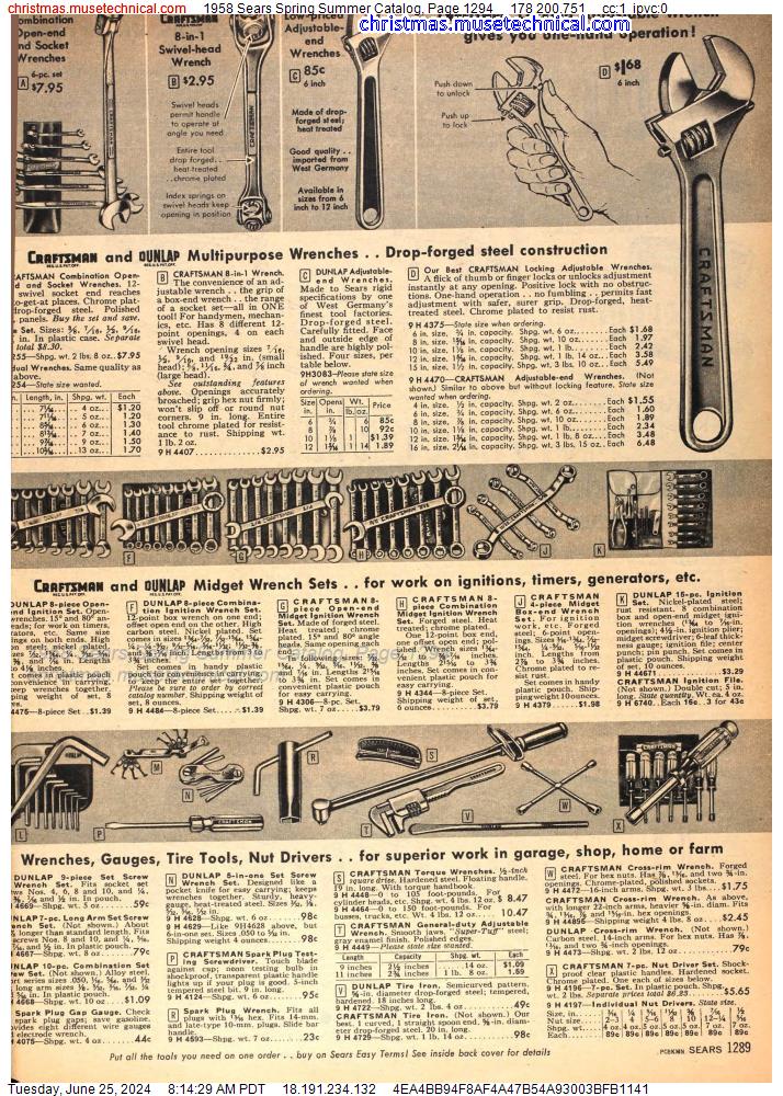 1958 Sears Spring Summer Catalog, Page 1294