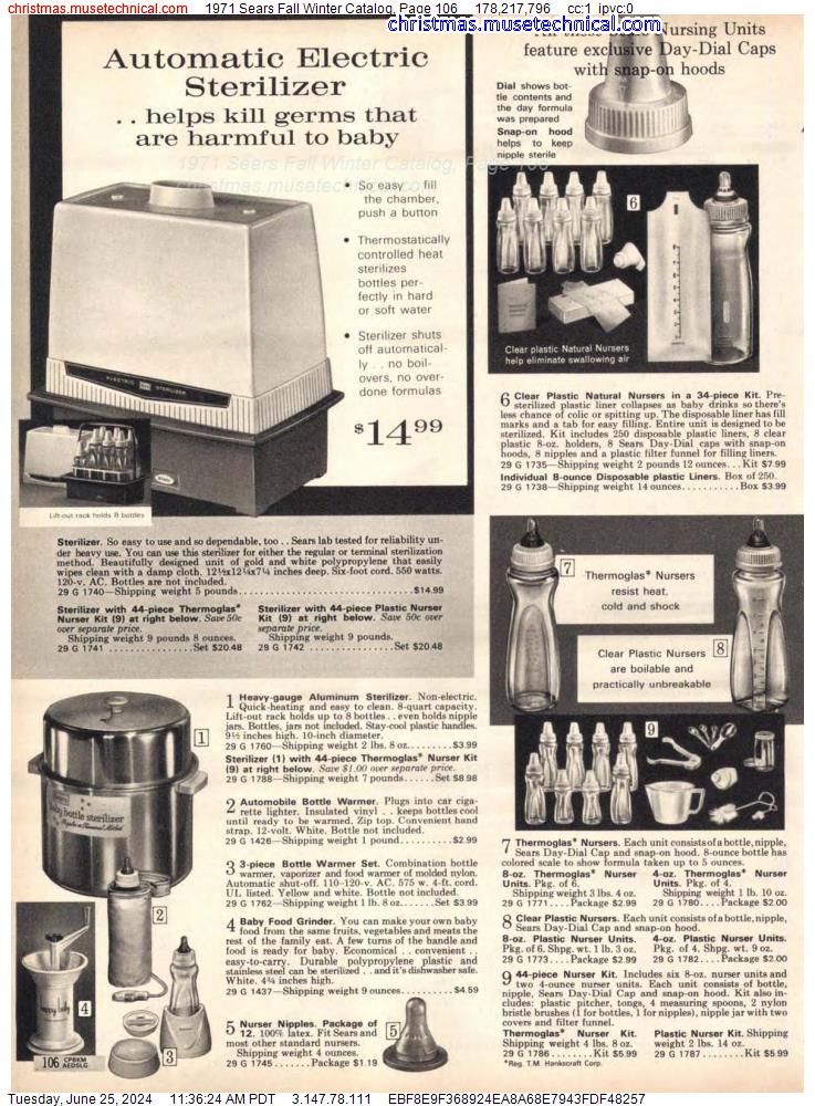 1971 Sears Fall Winter Catalog, Page 106