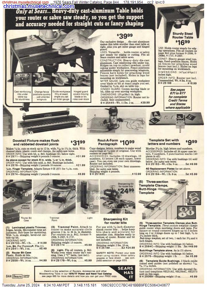 1976 Sears Fall Winter Catalog, Page 844
