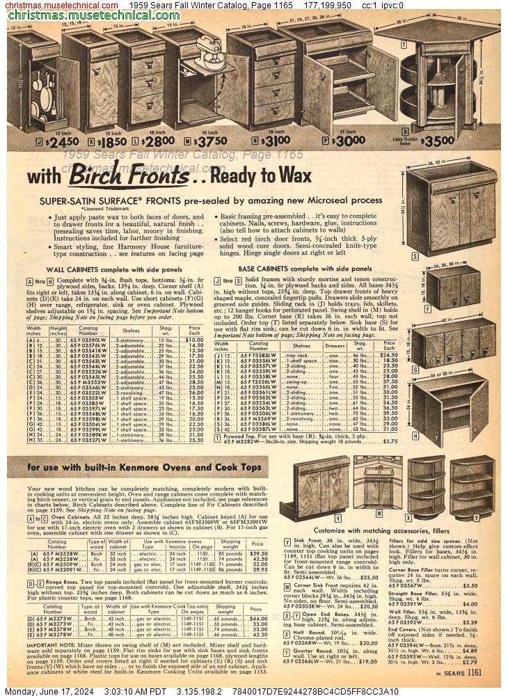 1959 Sears Fall Winter Catalog, Page 1165