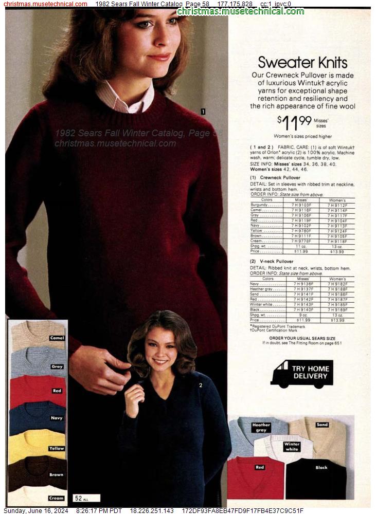 1982 Sears Fall Winter Catalog, Page 58