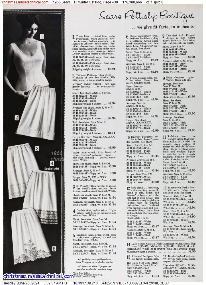 1966 Sears Fall Winter Catalog, Page 430