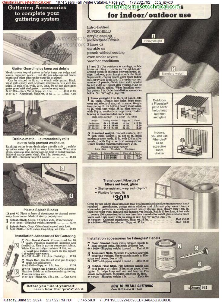 1974 Sears Fall Winter Catalog, Page 931