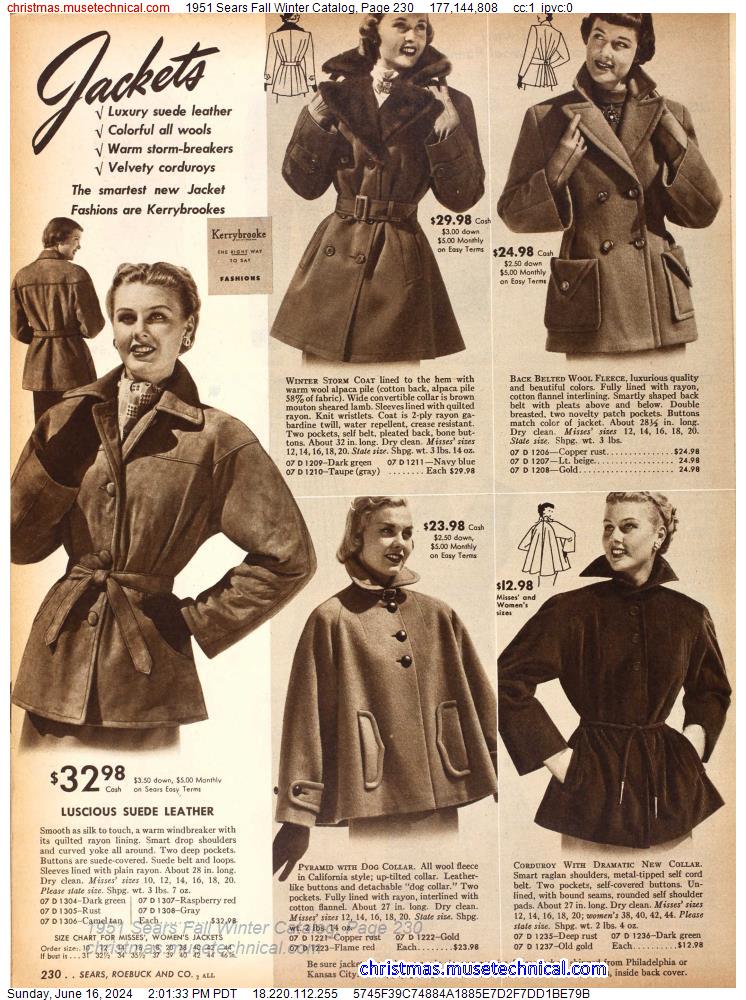1951 Sears Fall Winter Catalog, Page 230