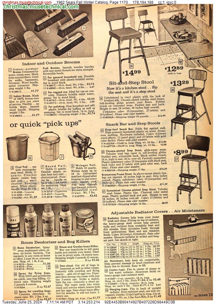 1962 Sears Fall Winter Catalog, Page 1170