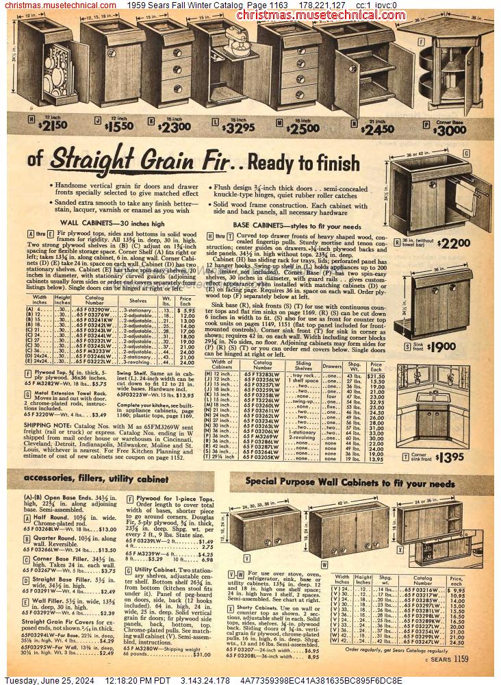 1959 Sears Fall Winter Catalog, Page 1163