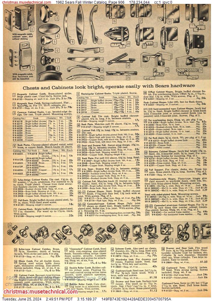 1962 Sears Fall Winter Catalog, Page 906