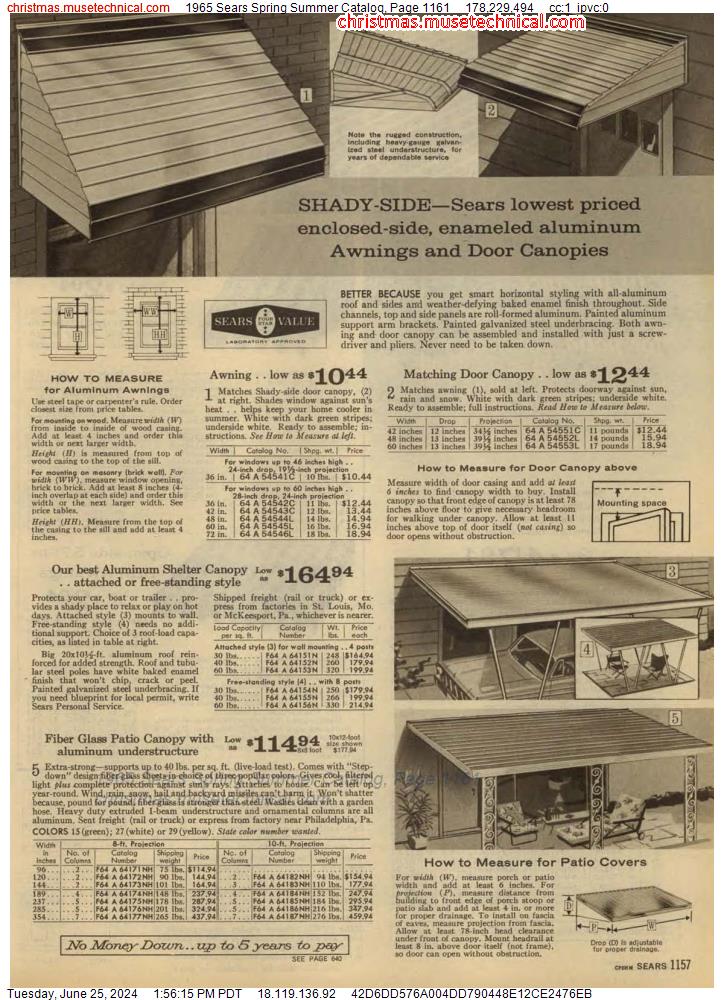 1965 Sears Spring Summer Catalog, Page 1161