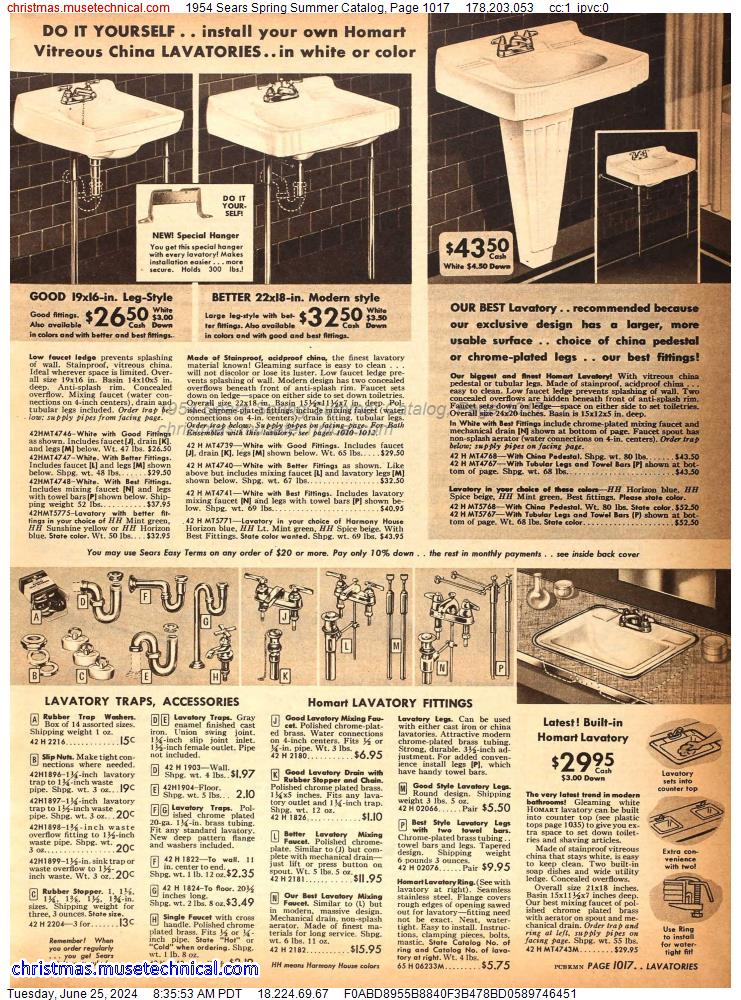 1954 Sears Spring Summer Catalog, Page 1017