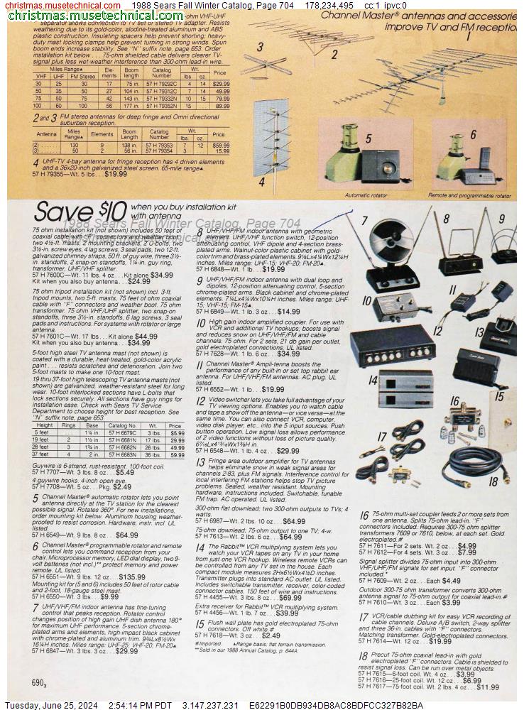 1988 Sears Fall Winter Catalog, Page 704