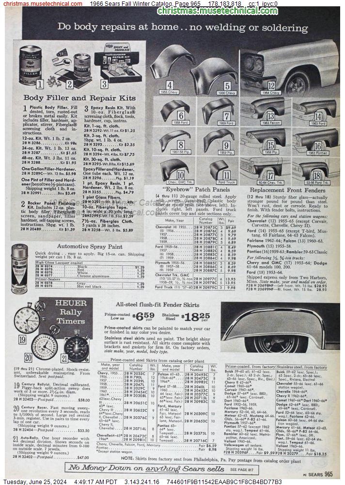 1966 Sears Fall Winter Catalog, Page 965