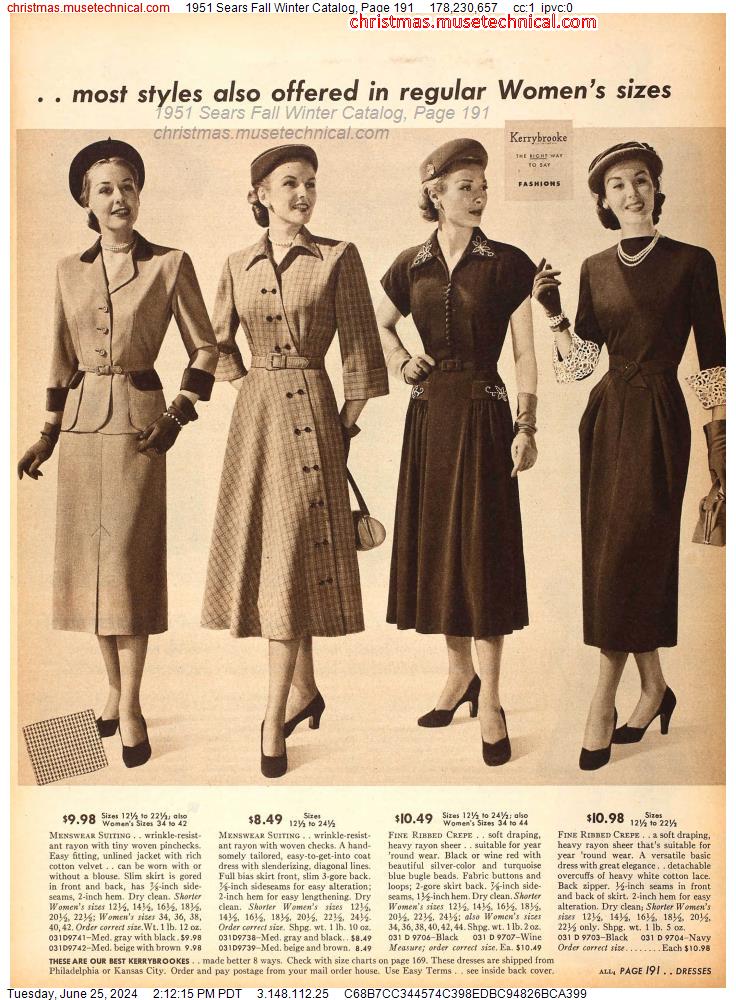 1951 Sears Fall Winter Catalog, Page 191
