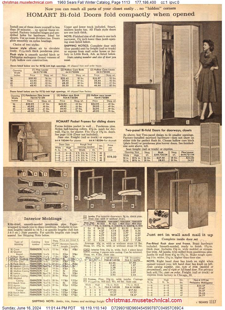 1960 Sears Fall Winter Catalog, Page 1113