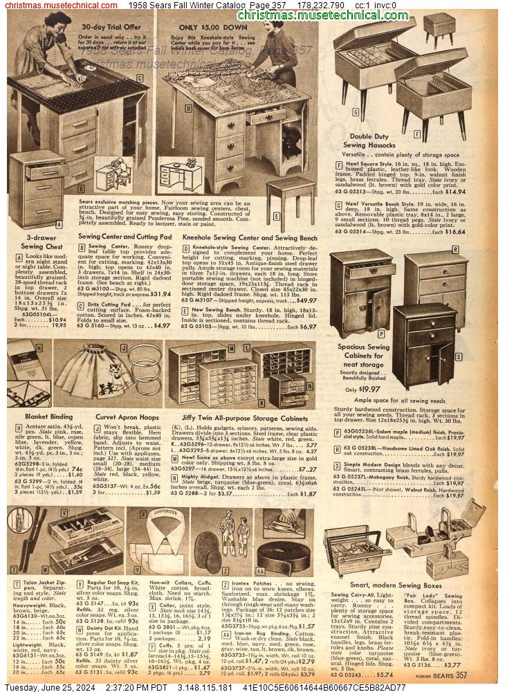 1958 Sears Fall Winter Catalog, Page 357