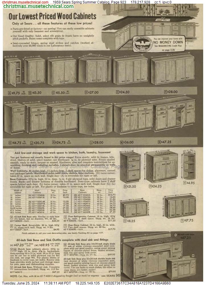 1959 Sears Spring Summer Catalog, Page 923