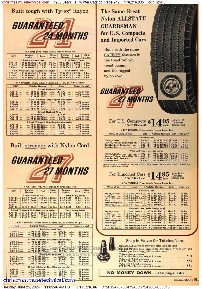 1963 Sears Fall Winter Catalog, Page 912