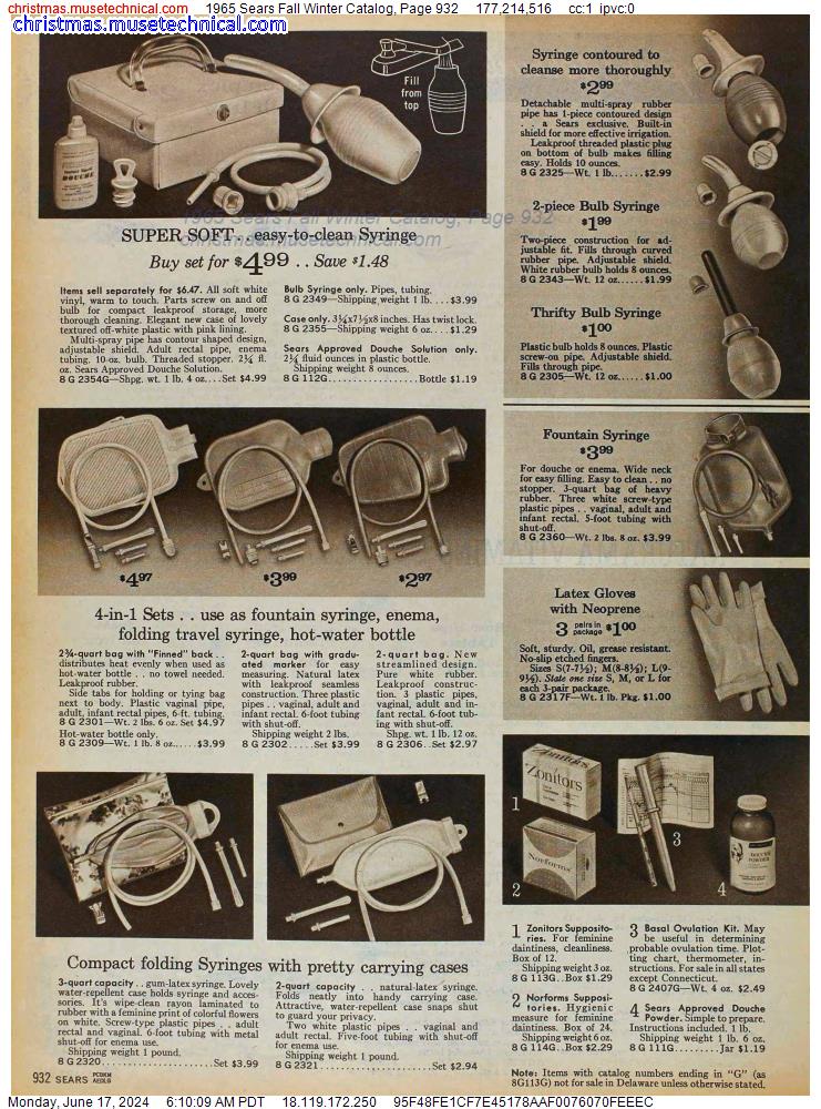 1965 Sears Fall Winter Catalog, Page 932