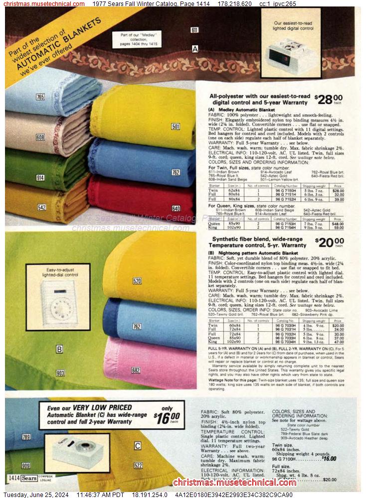1977 Sears Fall Winter Catalog, Page 1414