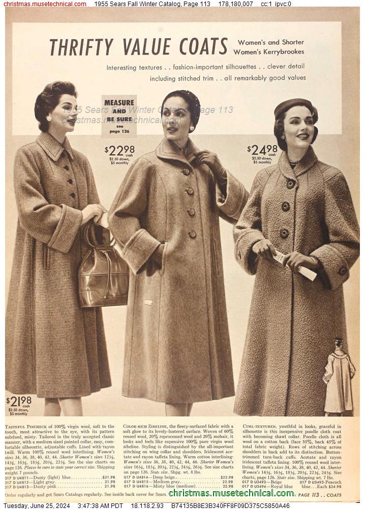 1955 Sears Fall Winter Catalog, Page 113