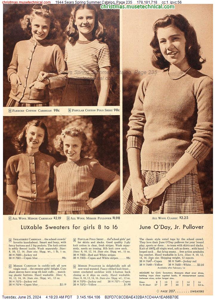 1944 Sears Spring Summer Catalog, Page 235