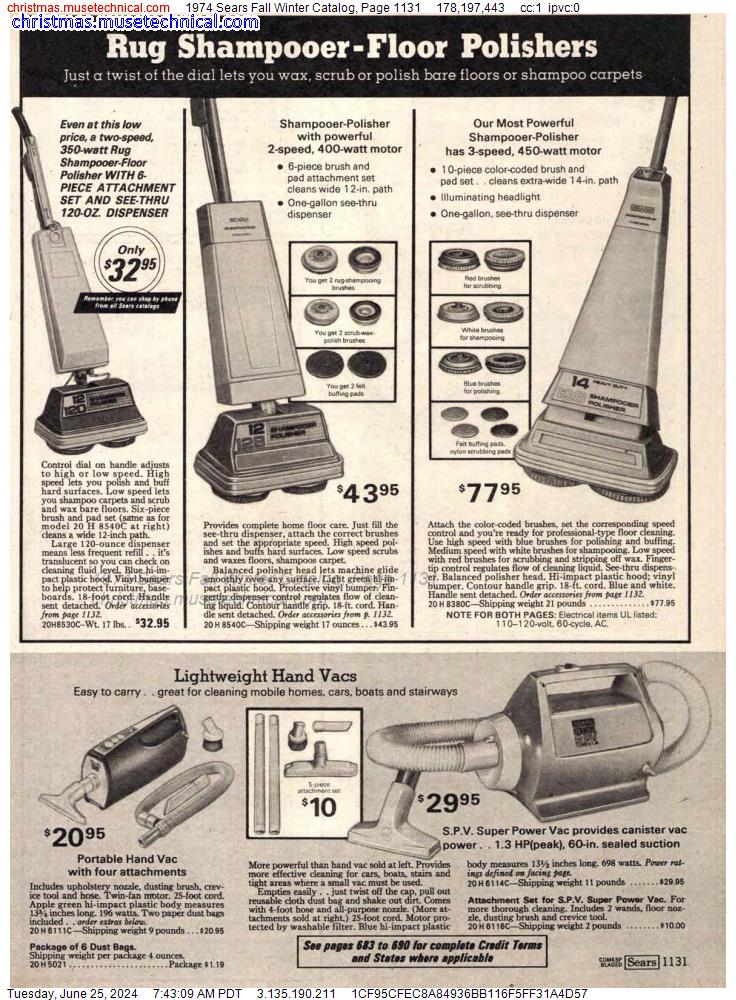 1974 Sears Fall Winter Catalog, Page 1131