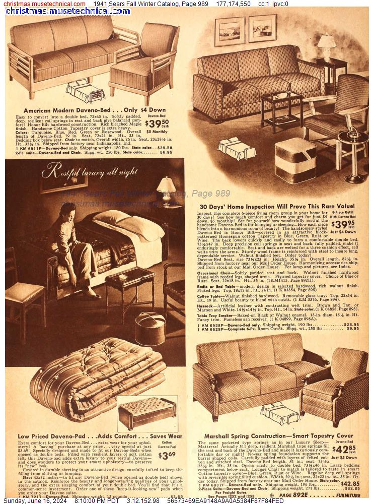 1941 Sears Fall Winter Catalog, Page 989