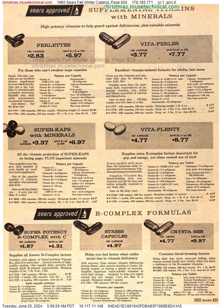1960 Sears Fall Winter Catalog, Page 829