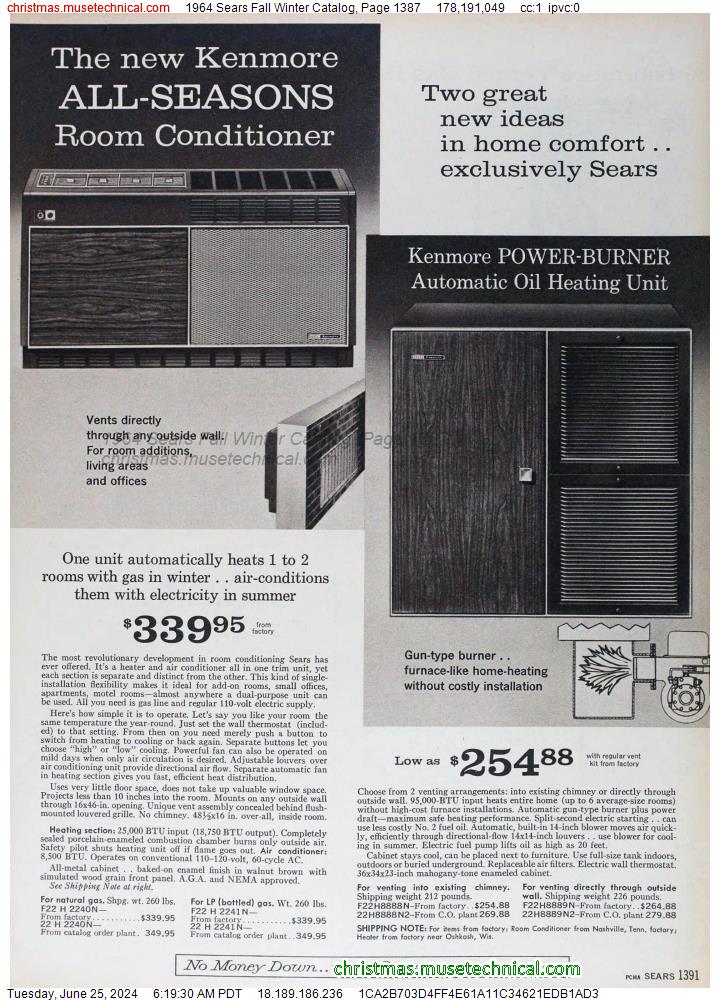 1964 Sears Fall Winter Catalog, Page 1387