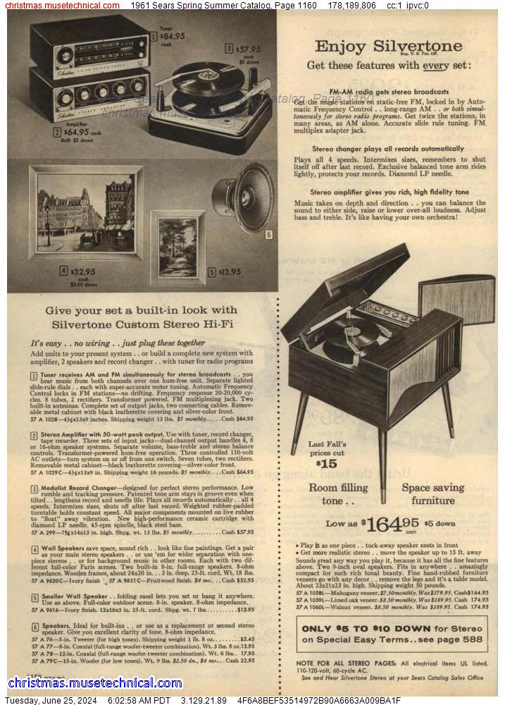 1961 Sears Spring Summer Catalog, Page 1160