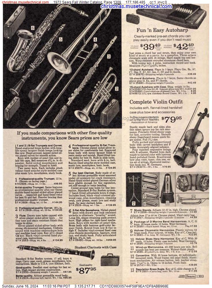 1972 Sears Fall Winter Catalog, Page 1309