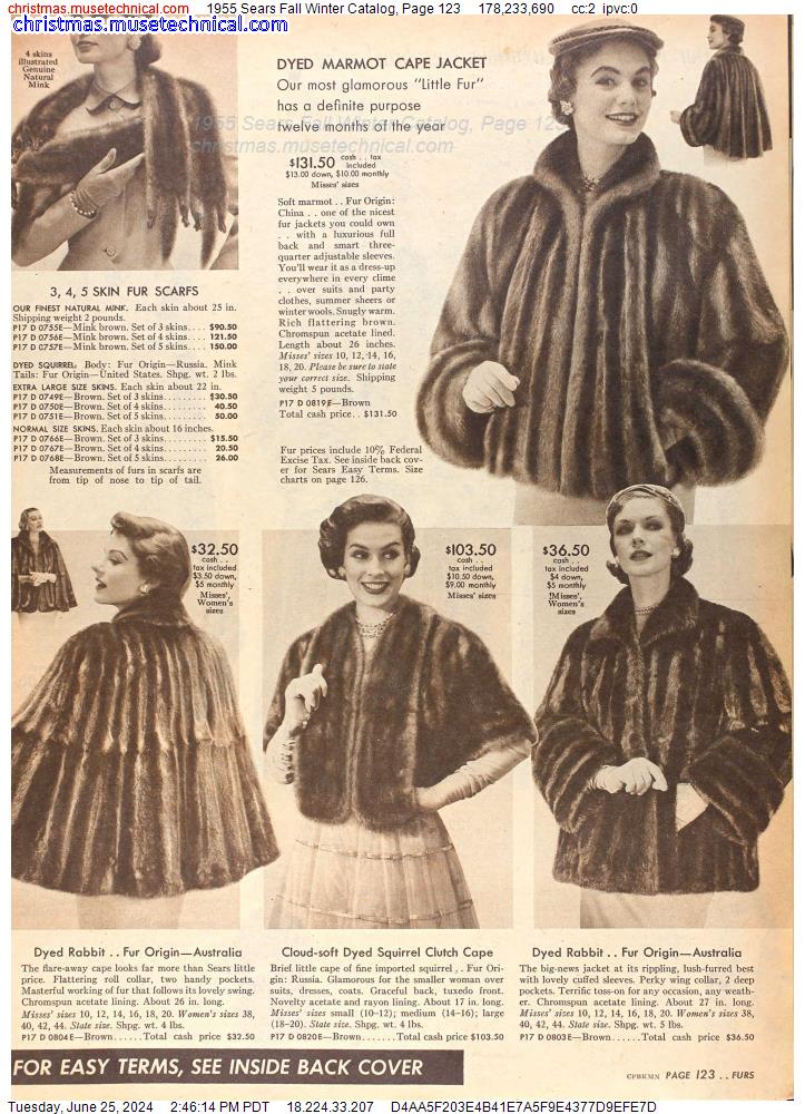 1955 Sears Fall Winter Catalog, Page 123