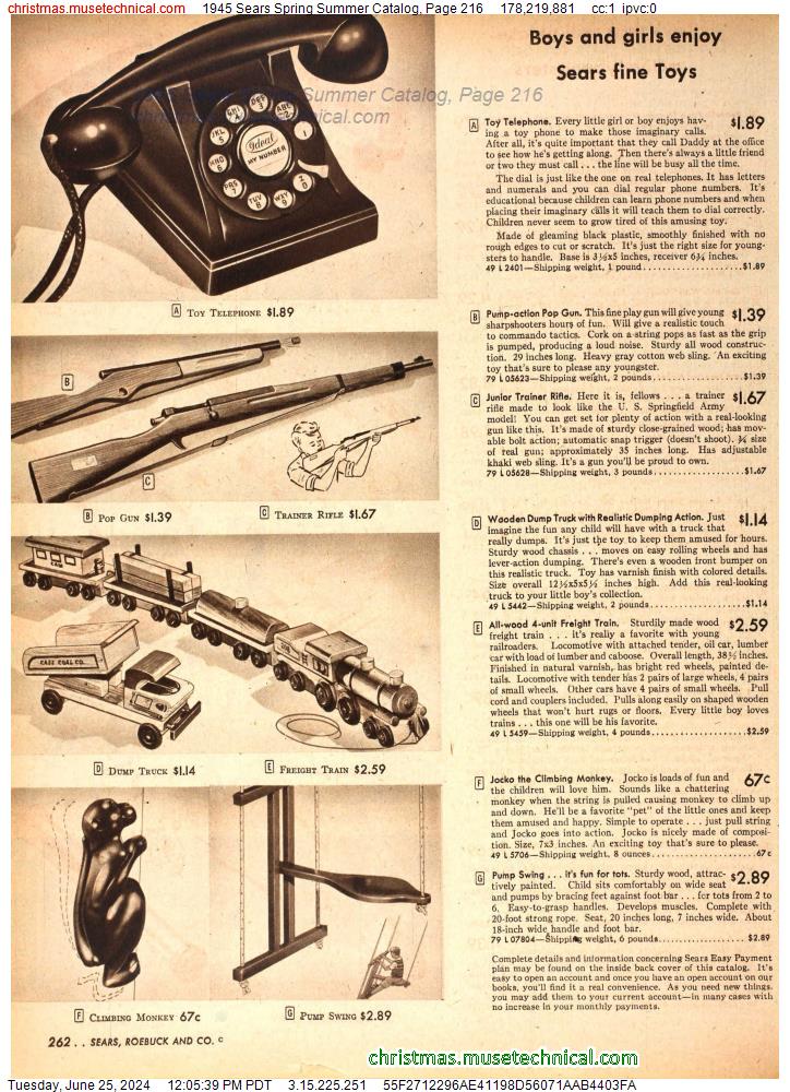 1945 Sears Spring Summer Catalog, Page 216