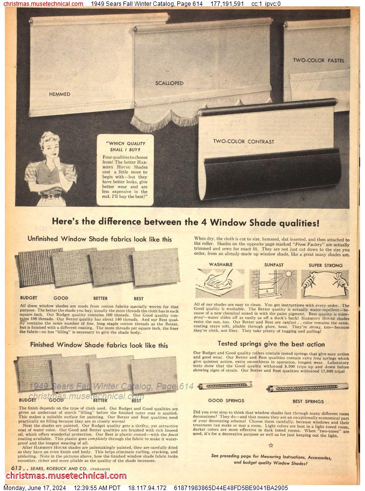 1949 Sears Fall Winter Catalog, Page 614