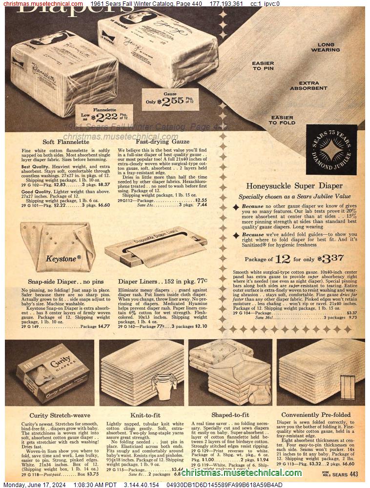 1961 Sears Fall Winter Catalog, Page 440