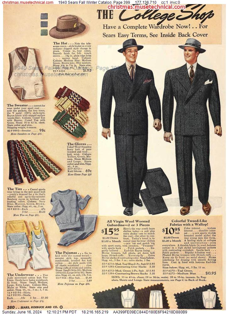 1940 Sears Fall Winter Catalog, Page 399