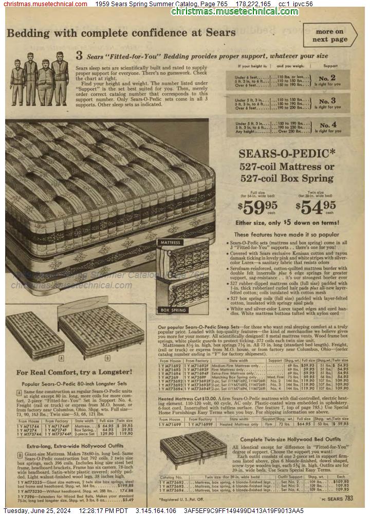 1959 Sears Spring Summer Catalog, Page 765