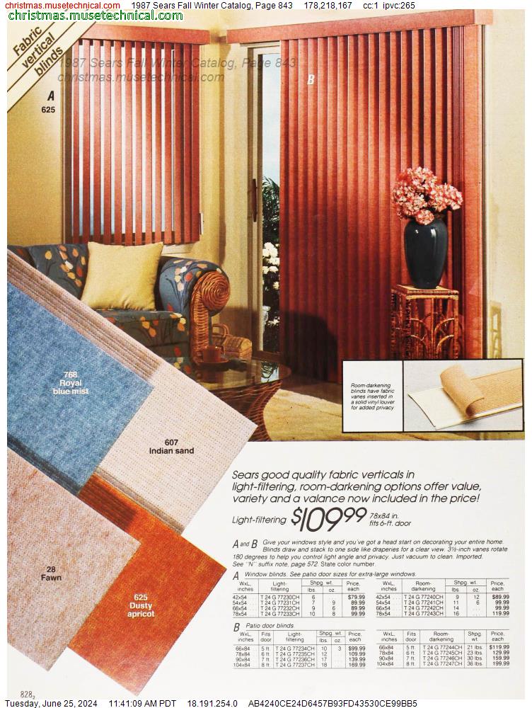 1987 Sears Fall Winter Catalog, Page 843